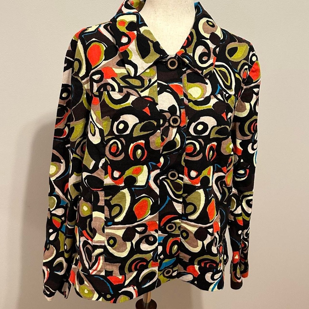 Vintage 90s R-Q-T Funky Linen Blend Jacket Size XL
